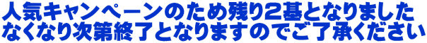 人気キャンペーンのため残り２基となりました なくなり次第終了となりますのでご了承ください